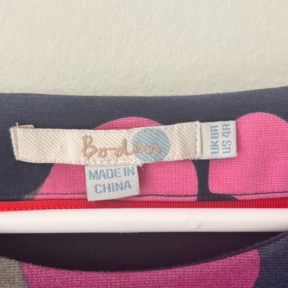 Boden Irene Ponte Dress Navy Blue Pink Red Floral Knee Length 3/4 Sleeve Preppy - Picture 5 of 10